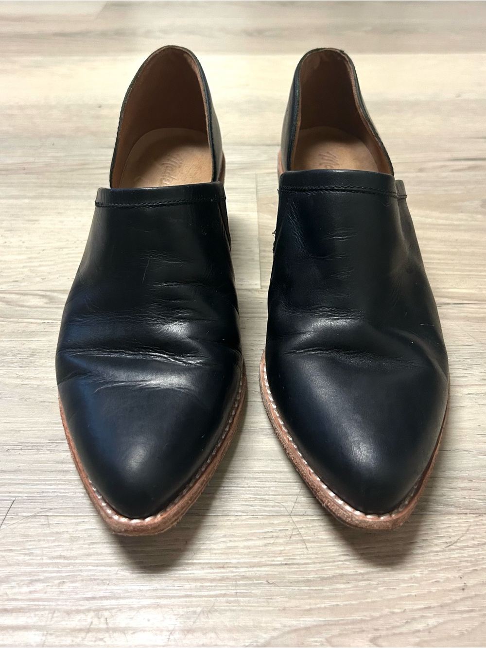 Madewell The Brady Lowcut Bootie Shoe Black Leather Womens Size 8 Pointed Toe - Picture 4 of 13
